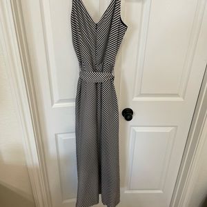 H&M V-neck Spaghetti Strap Black and White Striped Jumpsuit Polyester Size XS